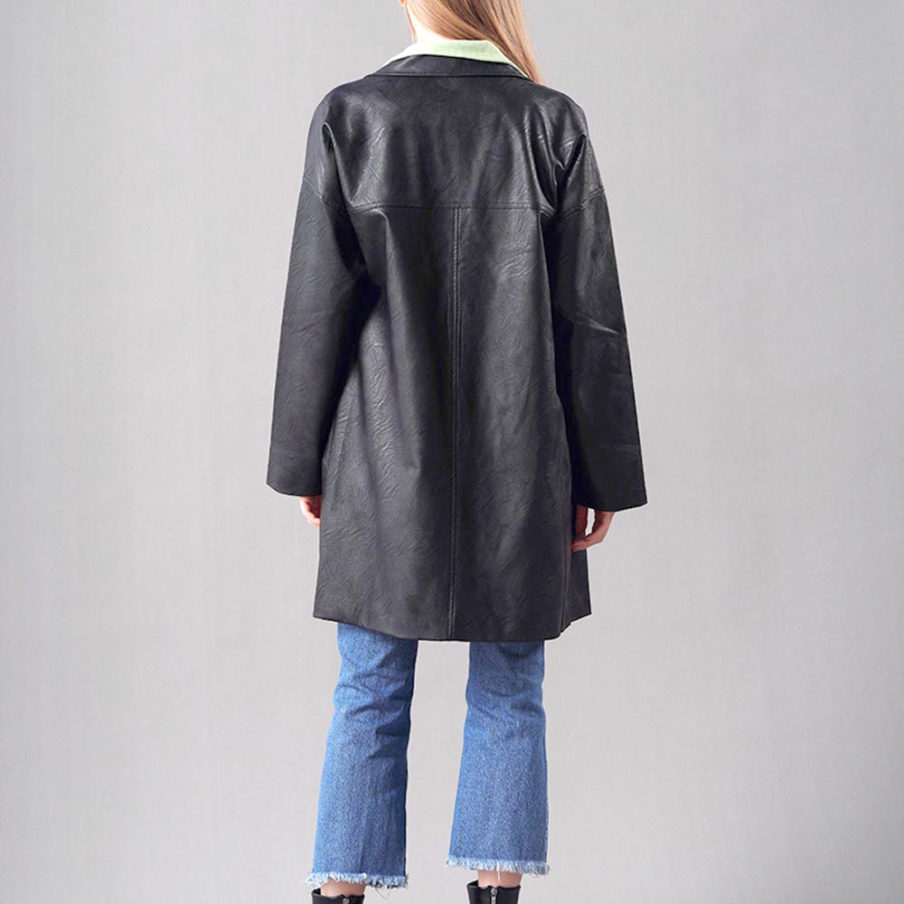 LEATHER OVERSIZED LONGLINE BLAZER