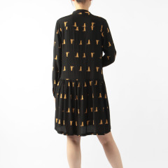 TIE FRONT LONG SLEEVE DRESS