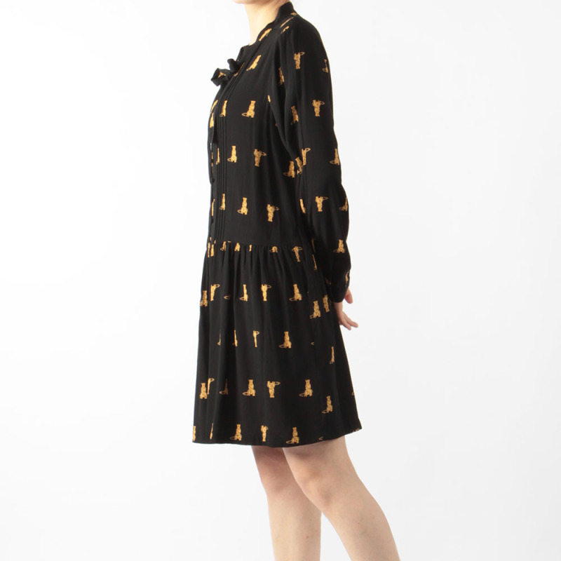TIE FRONT LONG SLEEVE DRESS