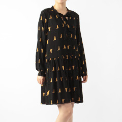 TIE FRONT LONG SLEEVE DRESS