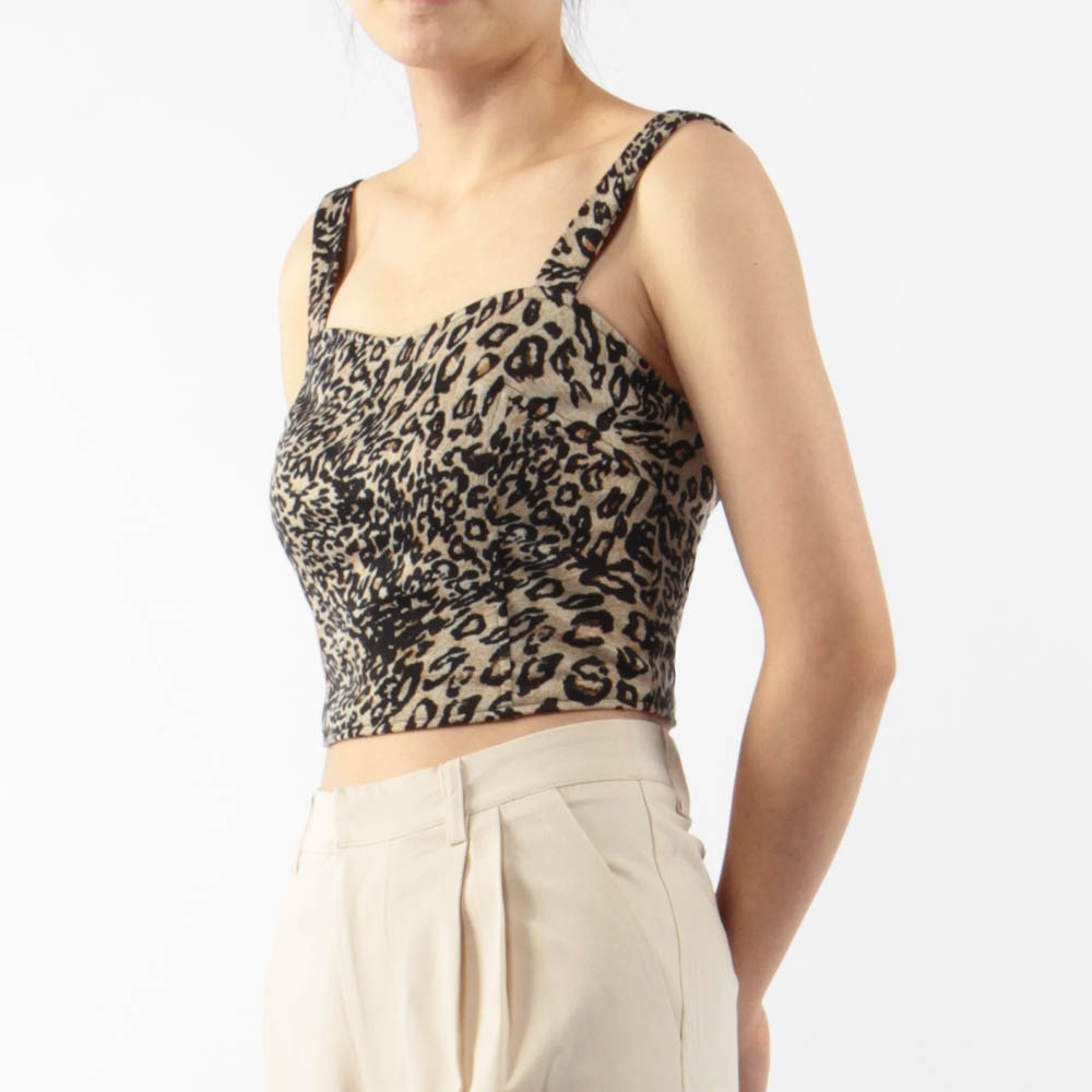 LEOPARD PRINT STRAPPY CORSET TOP