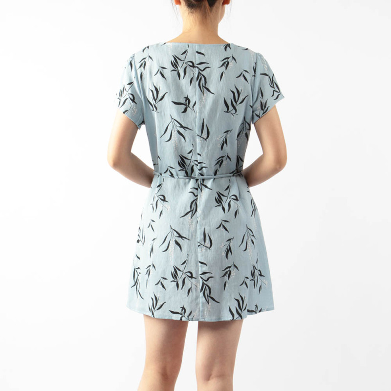 V NECK BUTTON UP MINI DRESS