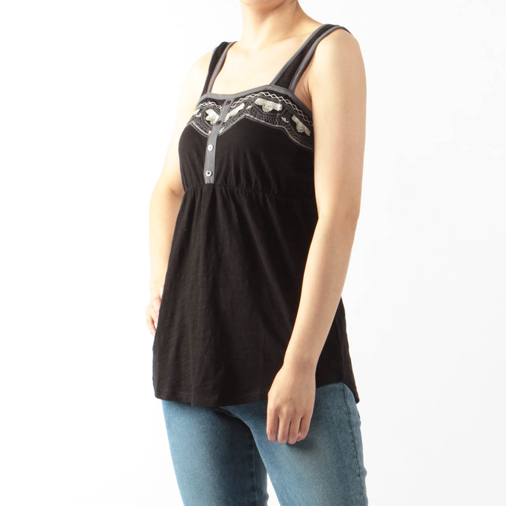 EMB COTTON JERSEY STRAPPY TANK