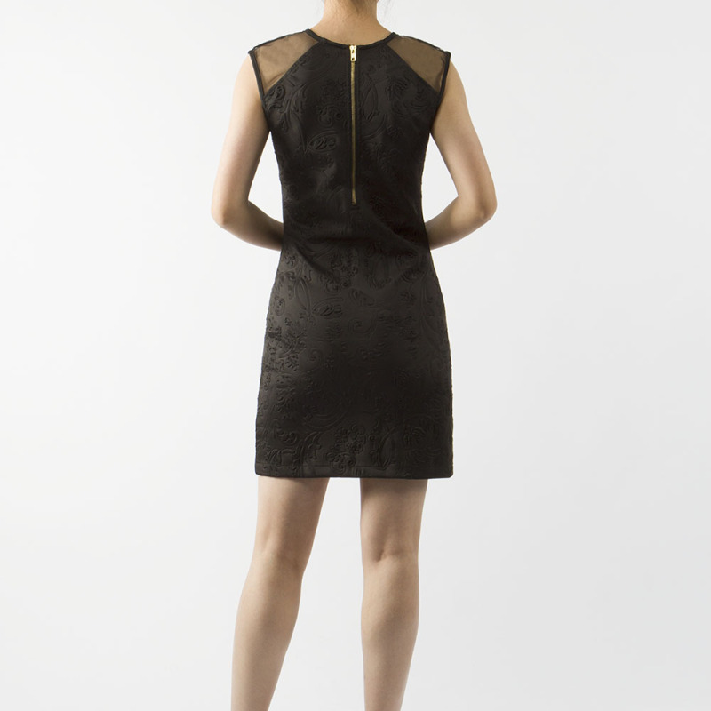 EMBOSSED SCUBA SLEEVELESS MINI DRESS