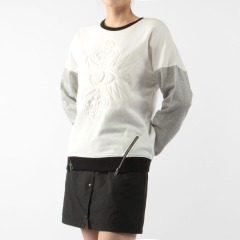 3D QUILTED EMBROIDERY ZIP FRONT SWEATER