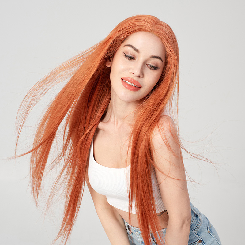 150% 180% 220% Density Orange 100% Human Hair HD Lace Frontal Wig
