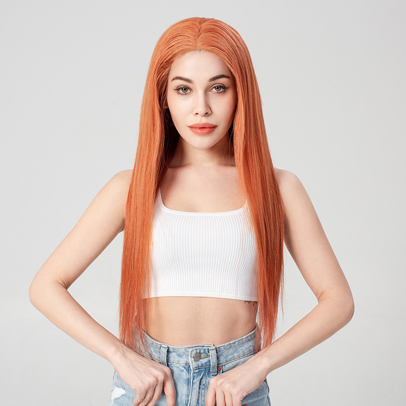 150% 180% 220% Density Orange 100% Human Hair HD Lace Frontal Wig