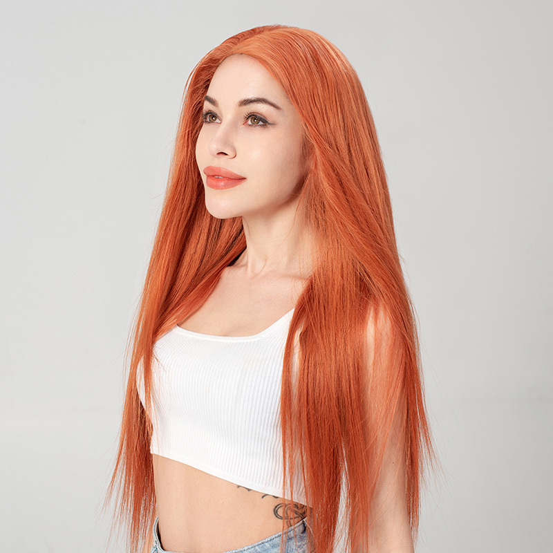 150% 180% 220% Density Orange 100% Human Hair HD Lace Frontal Wig
