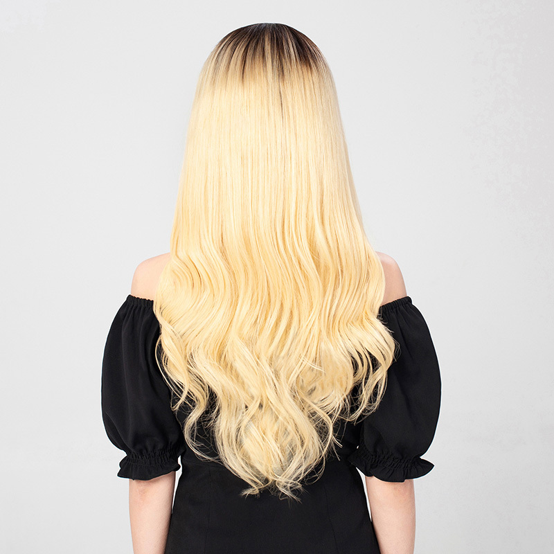 Dark Root Blonde Raw Virgin Human Hair Silk Base Top Lace Wig