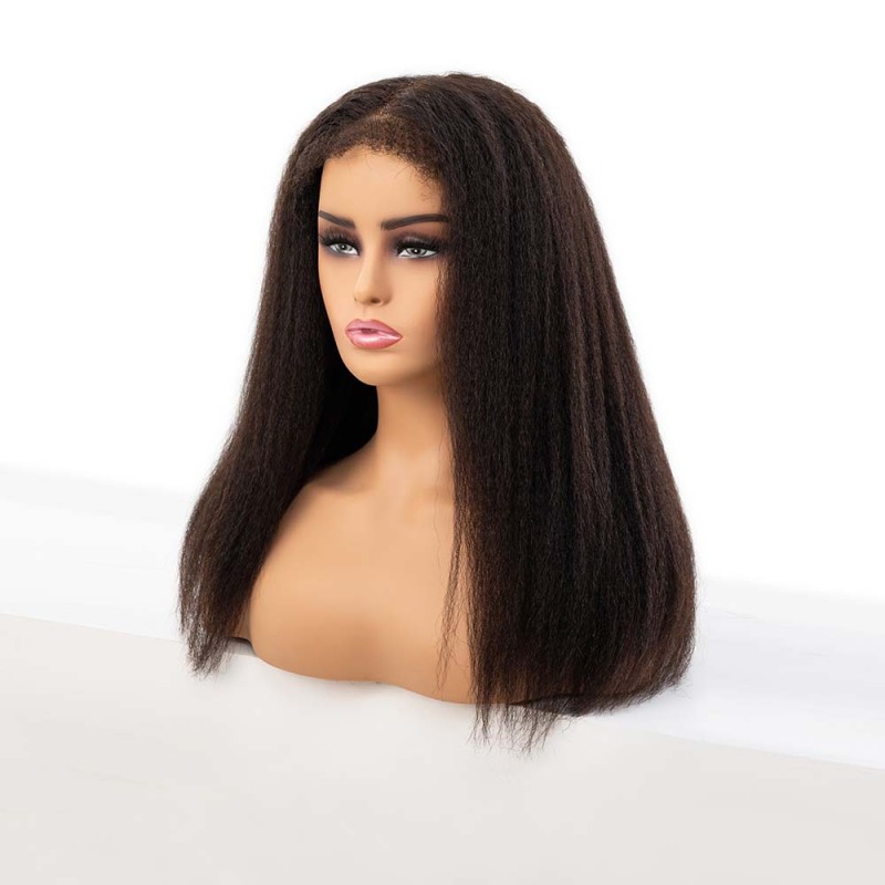 Wholesale Kinky Straight Natural Black Hd Lace Front Wigs for Women