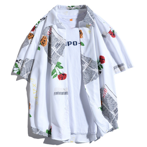 Custom Sublimation Full Print Shirt Men's Hip Hop Loose Short Sleeve Men's Hawaiian Flower Shirt