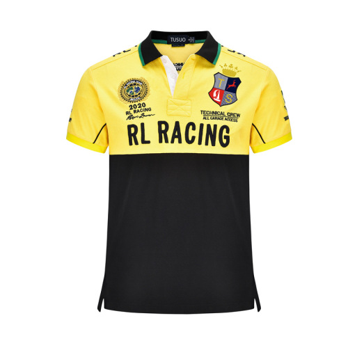 Racing Polo Shirt Short Sleeve High Quality Cotton Men's T-shirt