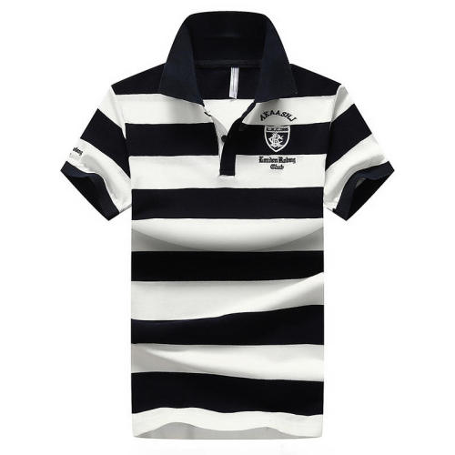 Men's pure cotton short-sleeved POLO shirt fashion striped short-sleeved T-shirt men's foreign trade large size lapel shirt