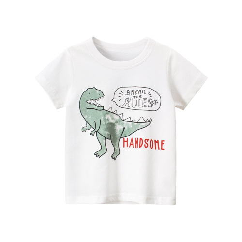 2022 summer new style wholesale children's short-sleeved T-shirt male boy baby clothes different color dinosaur animal print
