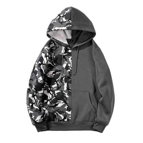 Autumn and winter new camouflage print contrast color street sports sweatshirt men's hooded sweater casual hoody clothing