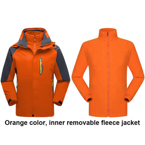 Three-in-one two-piece outdoor softshell jacket, ski suit, couple wear, inner fleece multiple color option customized logo