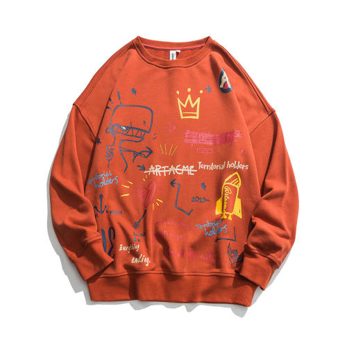 Japanese Style loose couple printing round neck sweater youth casual fashion trend men and women sweater