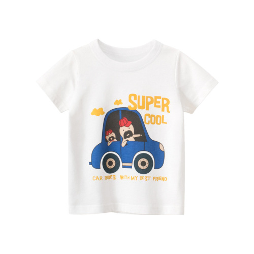 2022 summer new style wholesale children's short-sleeved T-shirt male boy baby clothes different color car print T Shirt