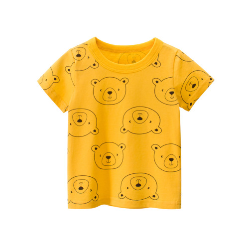Wholesale 2022 KID summer bottoming T shirt, children's short sleeved cotton T-shirt, baby clothes, full color bear print