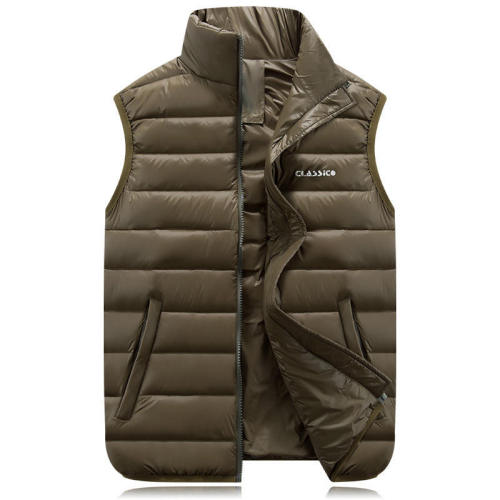 Winter Sleeveless Pocket Down Cheap Vest &amp; Waistcoat Fashion Classic Casual Solid Nylon Padding Cotton Vest Quilted Puffer Vest