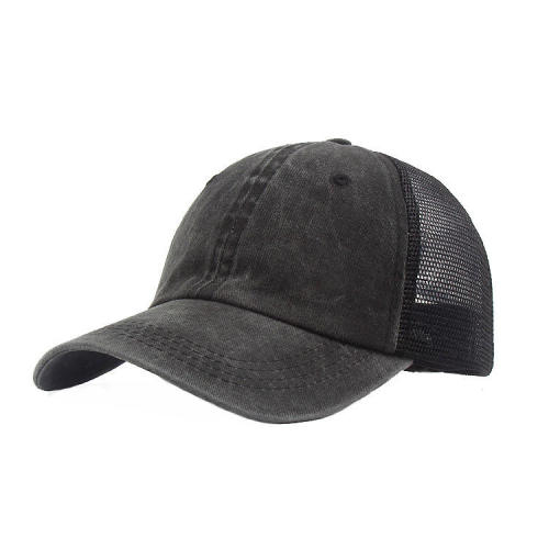 Korean style all-match washed denim baseball caps curved brim mesh caps men and women street summer hats