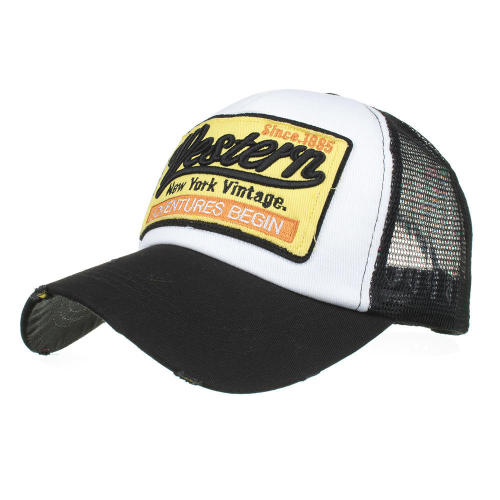 Wholesale Washed cotton mesh trucker baseball cap peaked sun hat customized logo with embroidery printing woven label