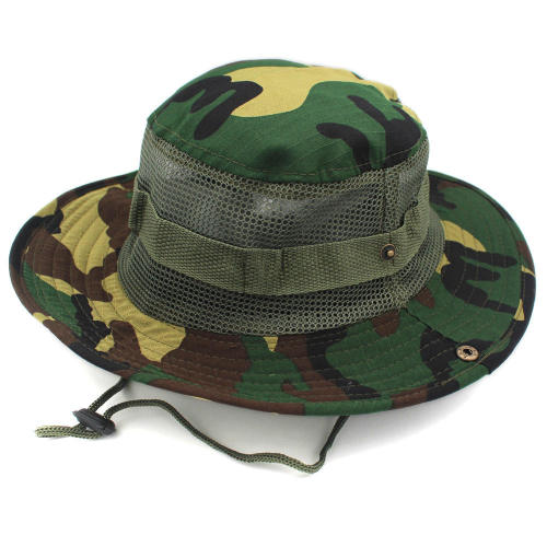 Hotsale Outdoor Bucket Fisherman hat Leisure Jungle Mountain Climbing Camping Cap Camouflage Mesh Military Boonie and Combat Hat