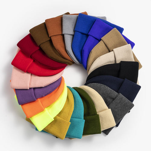 Factory Supply hot sale winter beanie hats 100 acrylic solid color plain unisex skull knitted Ski Cuffed beanie