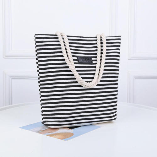 2022 new one-shoulder canvas bag handbag student college large capacity fashion stripe shopping bag beach bag