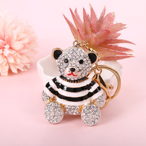 Diamond teddy bear alloy key chain lovely accessories creative pendant key pendant directly supplied by manufacturers