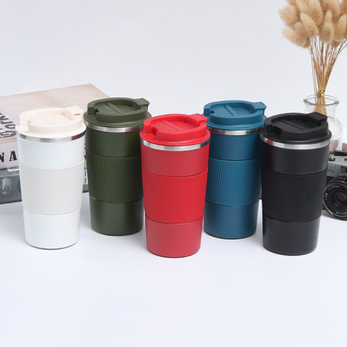 380ml New thermos mug 304 stainless steel silicone coffee mug portable handy cup car cup