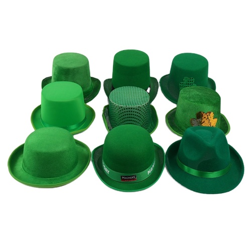 St. Patrick's Day party decoration hat carnival hat buckle gold velvet top hat manufacturers custom LOGO