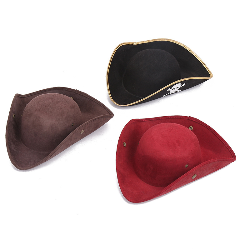 Red Morgan Hat Halloween lace Pirate Hat dress up printed custom logo felt triangular hat