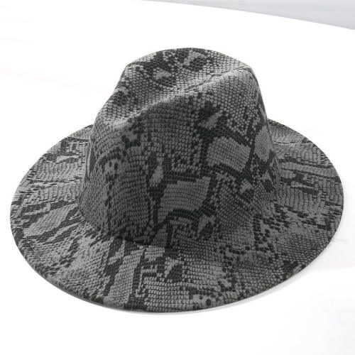 Autumn and winter fashion snake print jazz hat British retro trend all-match outdoor sunshade flat brim woolen top hat