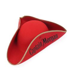 Red Morgan Hat Halloween lace Pirate Hat dress up printed custom logo felt triangular hat