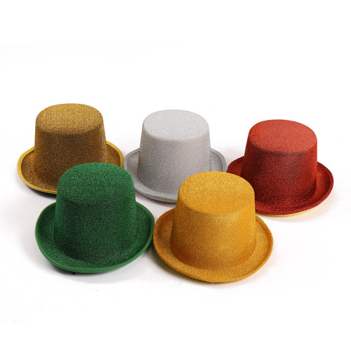 Chaplin Gold Powder Dome Cap Sequin Top Hat Performance Costume Birthday Party Gold Powder Jazz Bucket Flat Top Hat