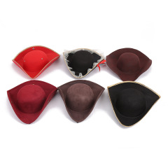Red Morgan Hat Halloween lace Pirate Hat dress up printed custom logo felt triangular hat