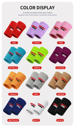 Custom Cotton Terry Cloth Sport Exercise Tennis Wrist Wristband Embroidery Sweatband