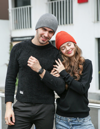 Men and Women Unisex Winter Beanie Woolen Cap Korean Version of Core-Spun Yarn Hat Multiple Colors Option Customized Logo