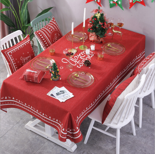 Christmas Tablecloth Christmas Table Cloth Cotton Fabric Embroidered Tablecover Printed 100% Polyester PVC Square Tablecloths