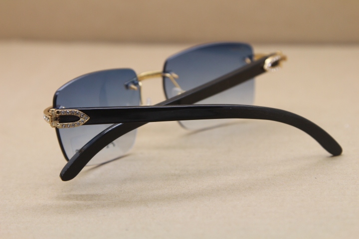 Cartier 8300816 Genuine Natural Black Buffalo horn  Big Diamond Sunglasses