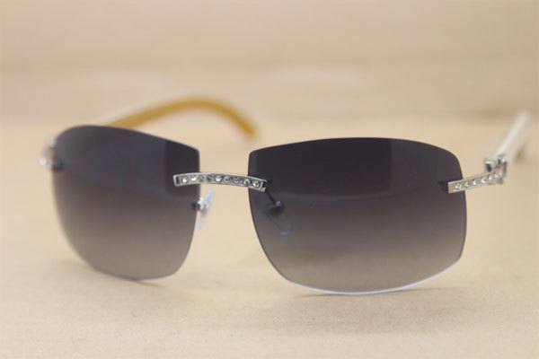 Hot Cartier FRAMES RIMLESS Big Diamond Glasses 4189705 White Buffalo horn Sunglasses Genuine horn Sunglasses In Gold Brown
