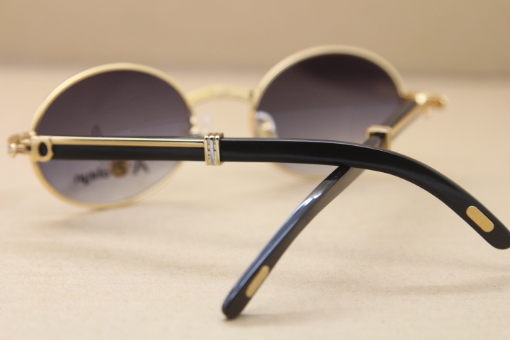 Cartier Hot Metal Material Unisex 2822546 Wholesale Black Buffalo horn Sunglasses Size:53