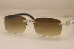 Cartier Big Diamond Rimless Glasses 8200759 Black Mix White Buffalo horn Rimless Sunglasses Genuine horn Sunglasses In Gold Brown