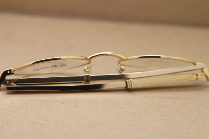 Cartier Limited edition Eyeglasses Golden Stainless steel optics Hot 7550178 Original  Metal Material Size:55