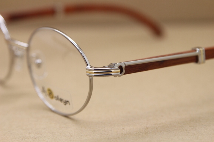 Cartier Wholesale 7550178 Wood Silver optics brand designer with logo Hot Eyeglasses Metal Material Original Size:57