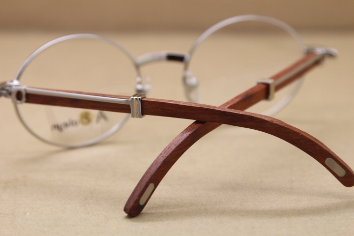 Cartier Wholesale 7550178 Wood optics brand designer with logo Hot Eyeglasses Metal Material Original Size:55