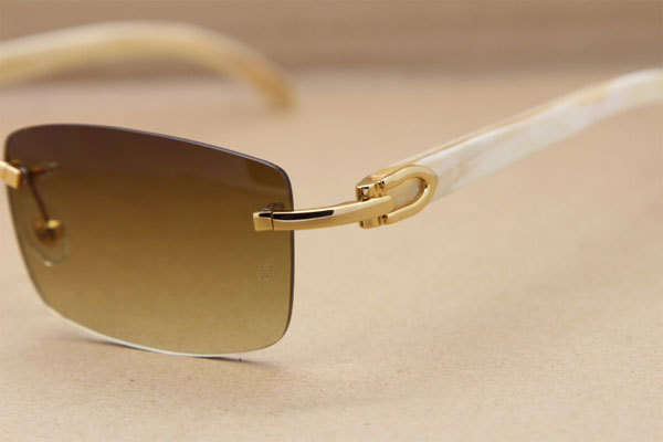 Hot Cartier CT 8200757 Rimless Original White Genuine Natural  Sunglasses Size:56