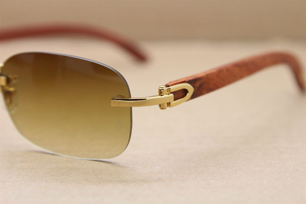 Hot Cartier CT 3524015 Rimless Wood Sunglasses Size:58