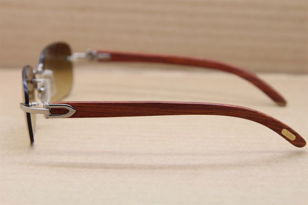 Hot Cartier CT 3524015 Rimless Wood Sunglasses Size:58
